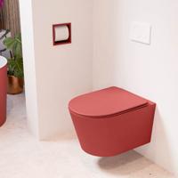 Wandcloset Mondiaz Lavie | Zonder spoelrand | Incl.Toiletzitting-Fire | Keramiek | Fire (rood)