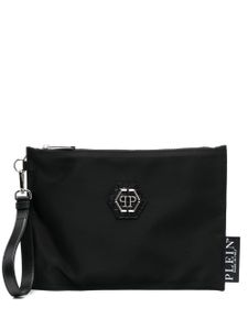 Philipp Plein pochette zippée à plaque logo - Noir