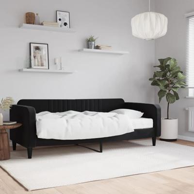 Slaapbank met matras 90x200 cm fluweel zwart
