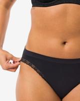 HEMA Damesslip naadloos micro met kant zwart (zwart)