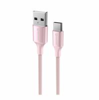 Swissten Gevlochten USB-C naar USB-A Kabel - 1.5M - Versie 2.0 - Roze