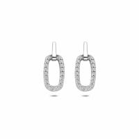Gerhodineerd Zilveren Oorknoppen met Zirkonia - 16,5x7mm - 925 Zilver