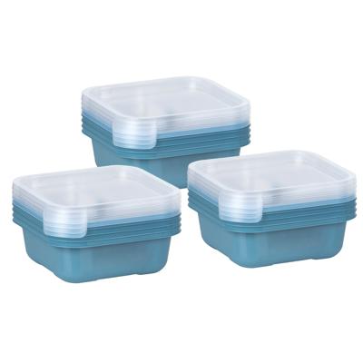 Vershoudbakjes/lunchboxen - set van 12x st - 900 ml - blauw/transparant- L16 x B16 x H9 cm