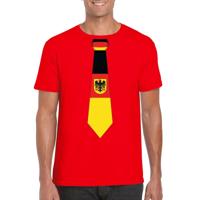 Supporters T-shirt - rood - met vlag Duitsland kleuren stropdas - heren - korte mouw