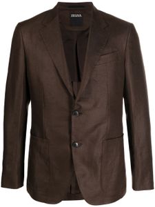 Zegna blazer en lin à boutonnière - Marron