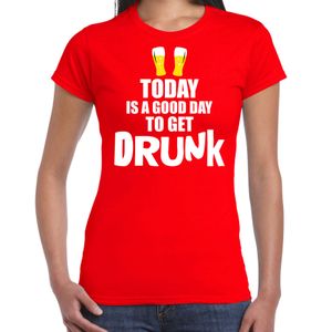 Rood fun t-shirt good day to get drunk voor dames