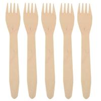 Papstar Houten wegwerp bestek vorken - 25x stuks - 16 cm - Verjaardag/bbq
