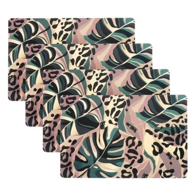Unique Living Placemat Jungle - 8x - Monstera bladeren - 44 x 28 cm - tafeldecoratie