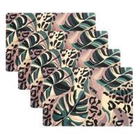 Unique Living Placemat Jungle - 8x - Monstera bladeren - 44 x 28 cm - tafeldecoratie