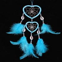 2 PC'S Dream Catcher hanger op en neer dubbele ring perzik hart Dream Catcher (Lake Blue)