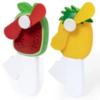 Mini ventilator/handventilator - 2x stuks - meloen/ananas - verkoeling - festival/zomer
