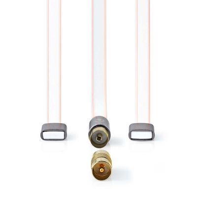 Nedis Coaxkabel | IEC (Coax) Male | IEC (Coax) Male | Verguld | 50 Ohm | Onafgeschermd | 2.00 m | Plat | PVC | Antraciet | Doos - ANFMBW105AT20