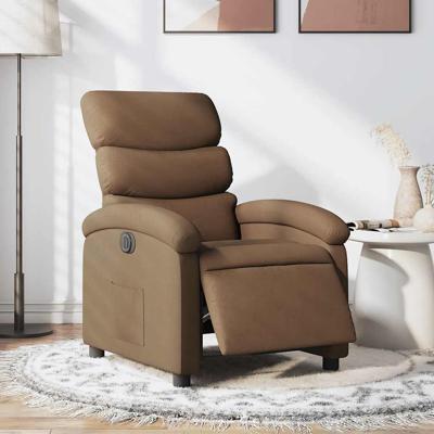 Fauteuil verstelbaar elektrisch stof bruin