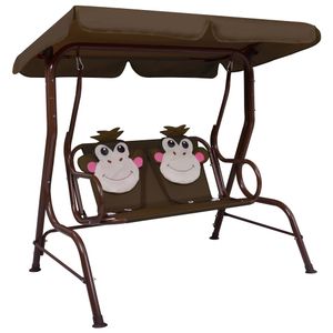 VidaXL Kinderschommelbank 115x75x110 cm stof bruin