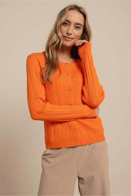 Ziva rib cardigan - bright orange - 13527