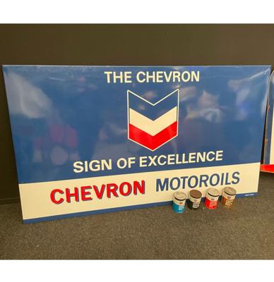 Groot Chevron Motor Oils Emaille Bord - 204 x 118cm