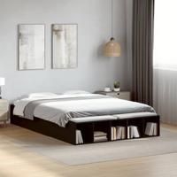 Bedframe bewerkt hout zwart 135x190 cm