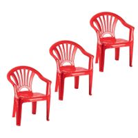 3x stuks kinderstoelen rood kunststof 35 x 28 x 50 cm