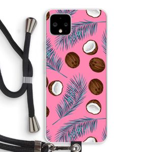 Kokosnoot roze: Pixel 4 XL Transparant Hoesje met koord