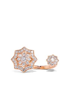 David Morris bague double en or rose 18ct pavée de diamants