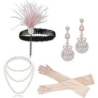 Vintage Jaren 1920 Gatsby Jaren '20 flapper hoofdband Accessoireset Ketting Oorbel Charleston Dames Veer Modieus Maskerade Festival Handschoenen Lightinthebox