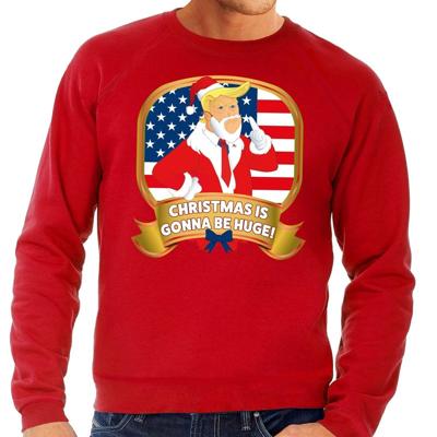 Foute kersttrui - sweater - rood - Trump - Christmas is gonna be Huge - voor heren