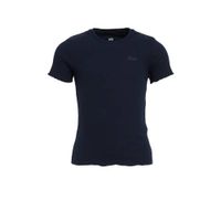 WE Fashion ribgebreid T-shirt met borduursels donkerblauw - thumbnail