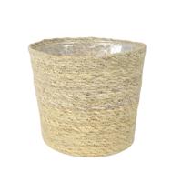 Ter Steege Plantenpot - beige - gevlochten zeegras - 30 x 26 cm - plastic binnenkant