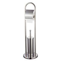 Toiletgarnituur - toiletborstel met toiletrolhouder - 78 cm - RVS