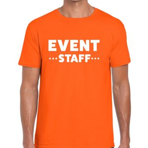 Event staff / personeel tekst t-shirt oranje heren