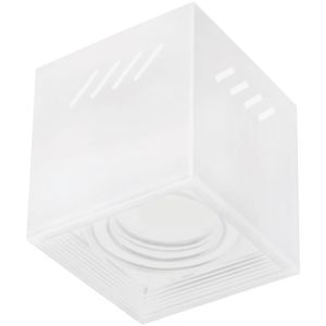 Opbouwspot GU10 - Frino - Opbouw Vierkant - Glans Wit - Aluminium - Kantelbaar - 92mm