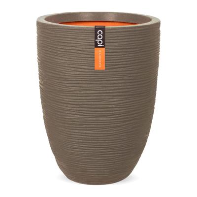 Vaas elegant laag Rib NL 46x58 warm taupe bloempot - Capi europe