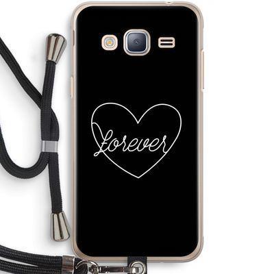 Forever heart black: Samsung Galaxy J3 (2016) Transparant Hoesje met koord