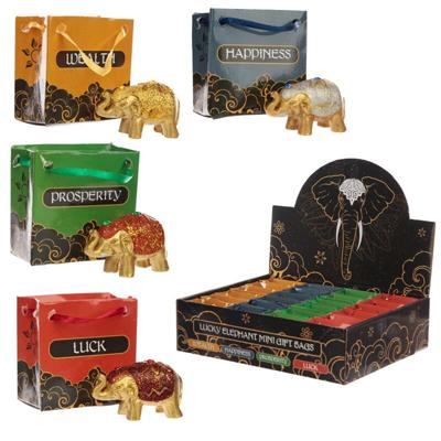 Mini Metallic Glitter Geluk Olifant in een Tasje