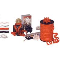 Krullint dots rood op wit 10mm x 250 meter