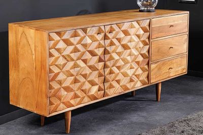 Massief houten dressoir ALPINE 145 cm natuurlijke acacia retro design honingkleurige afwerking - meubello