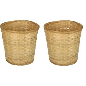 Mandje - 2x - 26 x 24 cm - riet/bamboe - rond - 11 liter - opbergmand