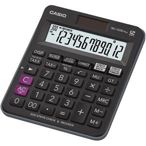 Casio MJ-120DPLUS Bureaurekenmachine Zwart Aantal displayposities: 12 werkt op zonne-energie, werkt op batterijen (b x h x d) 126.5 x 28.6 x 148 mm