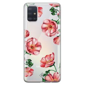 Samsung Galaxy A51 transparant hoesje - Red flowers