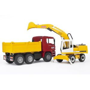 BRUDER MAN TGA Construction truck with Liebherr Excavator speelgoedvoertuig