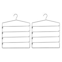 Set van 2x stuks metalen kledinghanger/broekhanger voor 4 broeken 37 x 48 cm - Kledinghangers