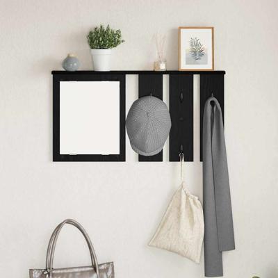 Wandgemonteerde kapstok met plank Zwart eiken 85 x 10 x 45 cm