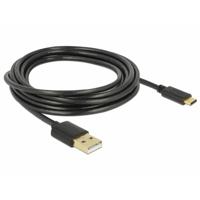 Delock USB-kabel USB 2.0 USB-A stekker, USB-C stekker 3.00 m Zwart 85209