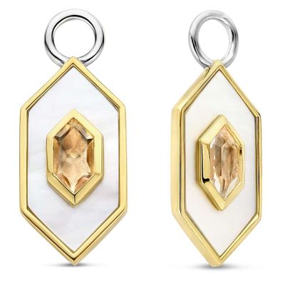 TI SENTO-Milano 9271MW Oorbedels zilver-synth.kristal-parelmoer goud-en zilverkleurig-wit-nude 11 x 27 mm