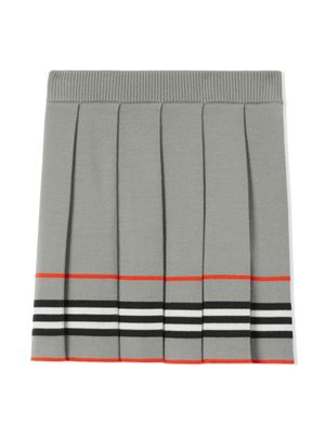 Burberry Kids minijupe Icon Stripe à design plissé - Gris