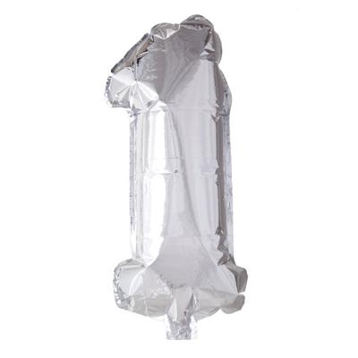 Folie ballon nummer &apos;1&apos; zilver 40cm