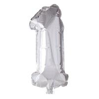 Folie ballon nummer &apos;1&apos; zilver 40cm