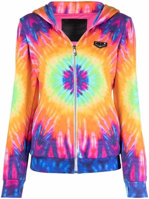 Philipp Plein hoodie zippé à logo imprimé - Rose