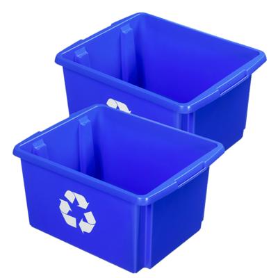 Sunware opslagbox - 2x - blauw - 32 liter - 45 x 36 x 24 cm - kunststof - opbergbox