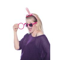 Vrijgezellenfeest Piemel ringwerpen - diadeem/tiara - incl. ringen - roze - 10 x 25 cm